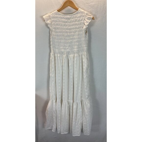 Anthropologie Peregrine MIDI Dress White Size S smocked flutter sleeve - Picture 5 of 16
